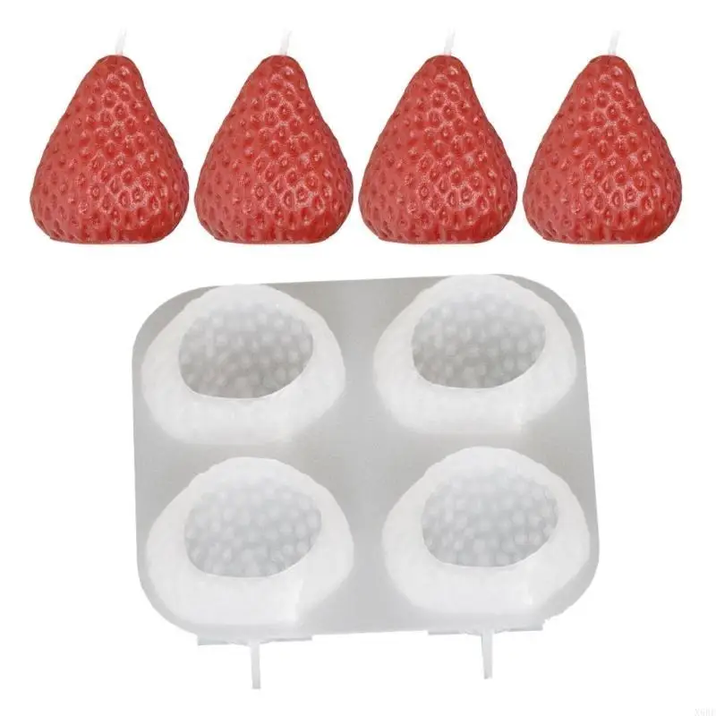 3D Strawberry Aromatherapy Candle Silicone Mold DIY Handmade Romantic Scented for Valentine's Day Party Home Decor Birthday Gift