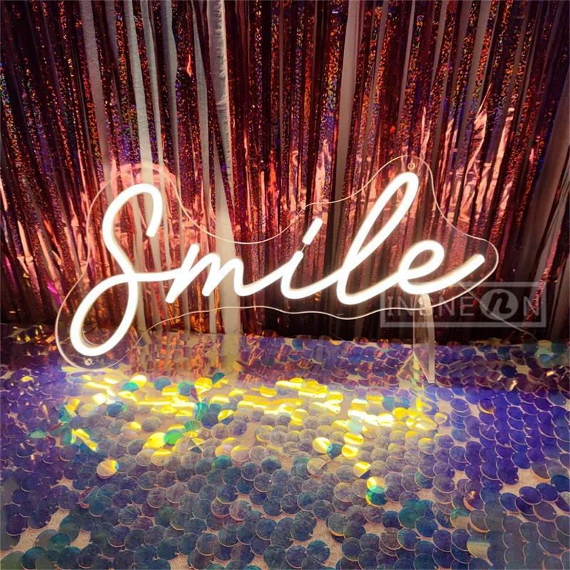 Smile Neon Signs USB-powered Desktop/Bedroom Neon Sign Girl Room Birthday Party Camping Bar Valentine's Day Christmas Decoration