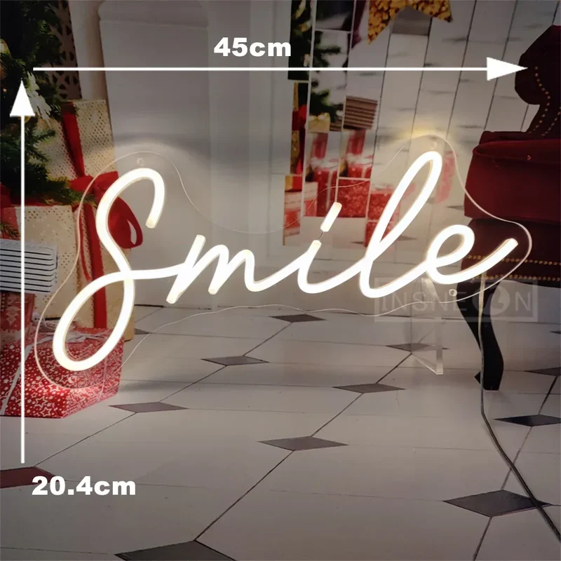 Smile Neon Signs USB-powered Desktop/Bedroom Neon Sign Girl Room Birthday Party Camping Bar Valentine's Day Christmas Decoration