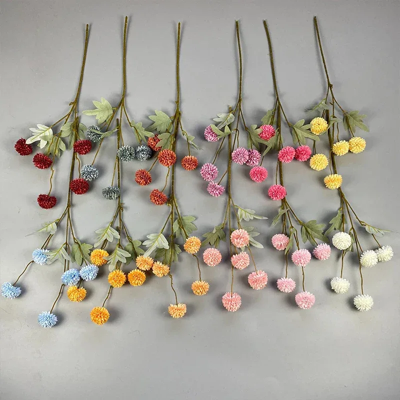 5 Head Dandelion Artificial Flowers Wedding Decoration Fake Flowers Small Thorn Ball DIY Home Decor Bouquet Valentine's Day Gift