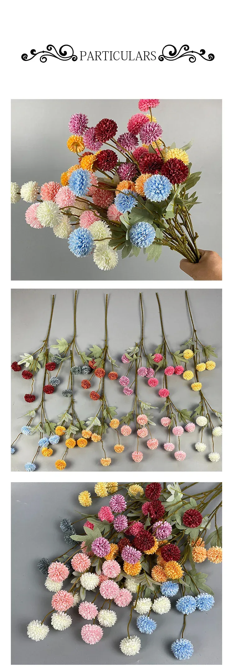 5 Head Dandelion Artificial Flowers Wedding Decoration Fake Flowers Small Thorn Ball DIY Home Decor Bouquet Valentine's Day Gift