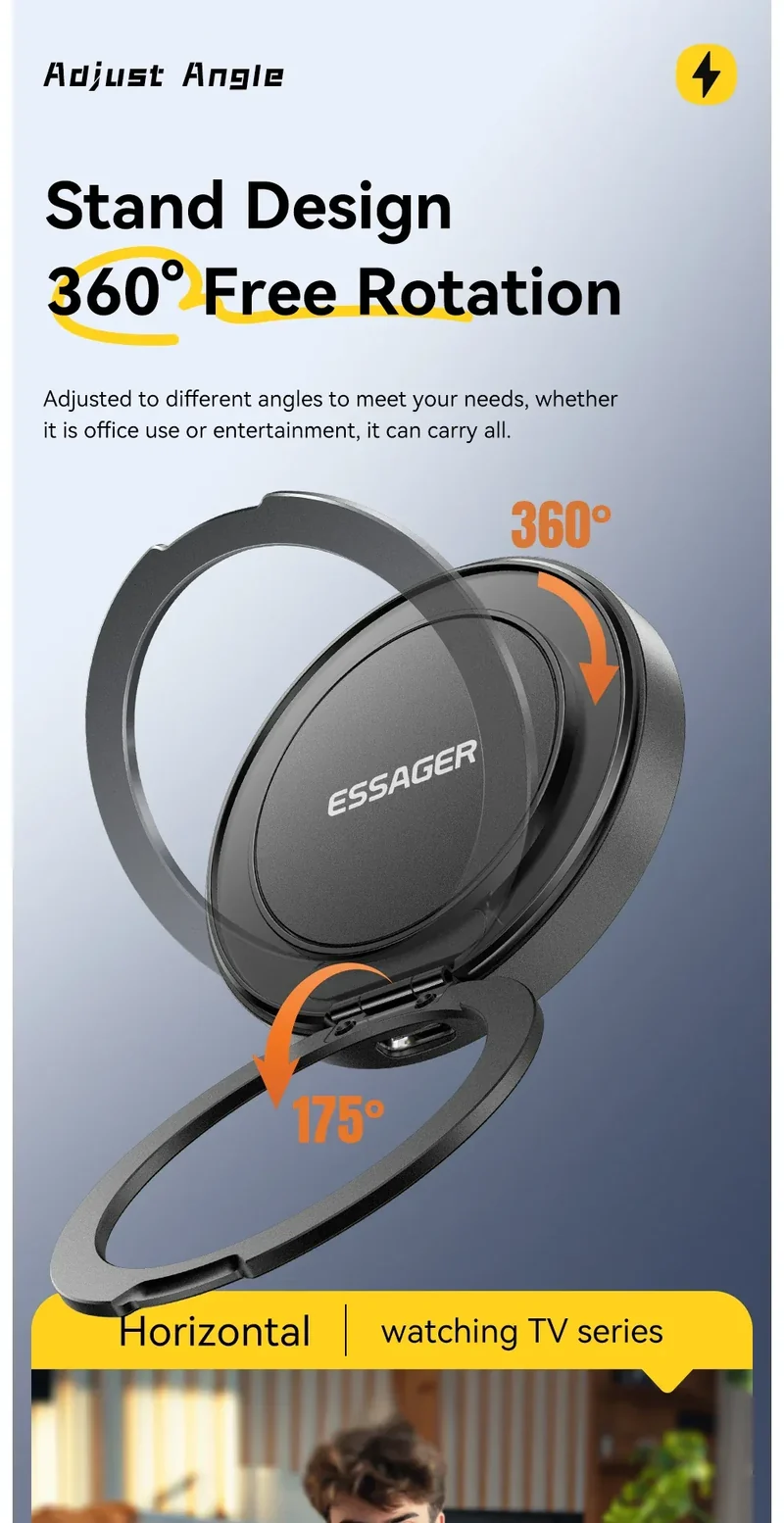 Essager Magnetic Wireless Charger With Holder 15W Fast Charging For iPhone16 15 14 13Pro Max Airpods Mini Wireless Phone Charger