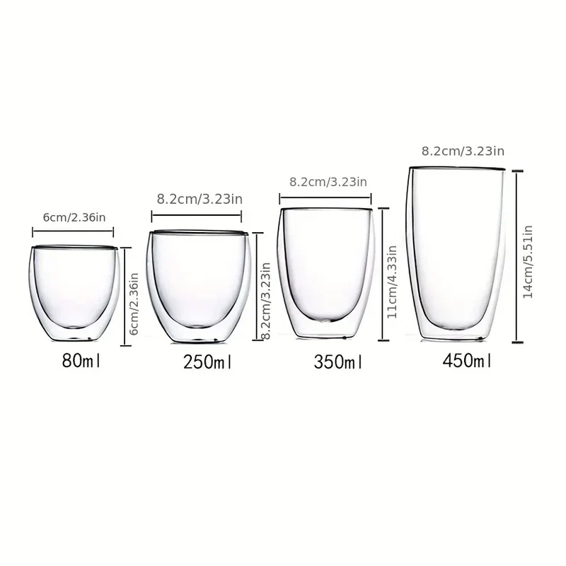 Double Wall Glass Cup Heat Insulation Transparent Handmade Tea Drink Cups MINI Whisky glasses Espresso Coffee Mug