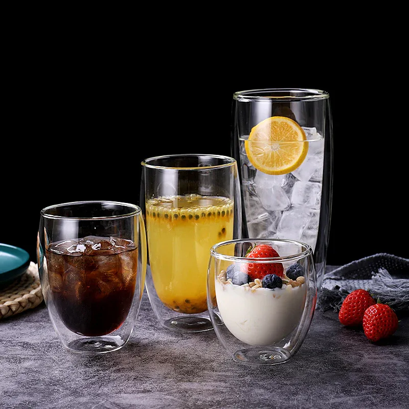 Double Wall Glass Cup Heat Insulation Transparent Handmade Tea Drink Cups MINI Whisky glasses Espresso Coffee Mug