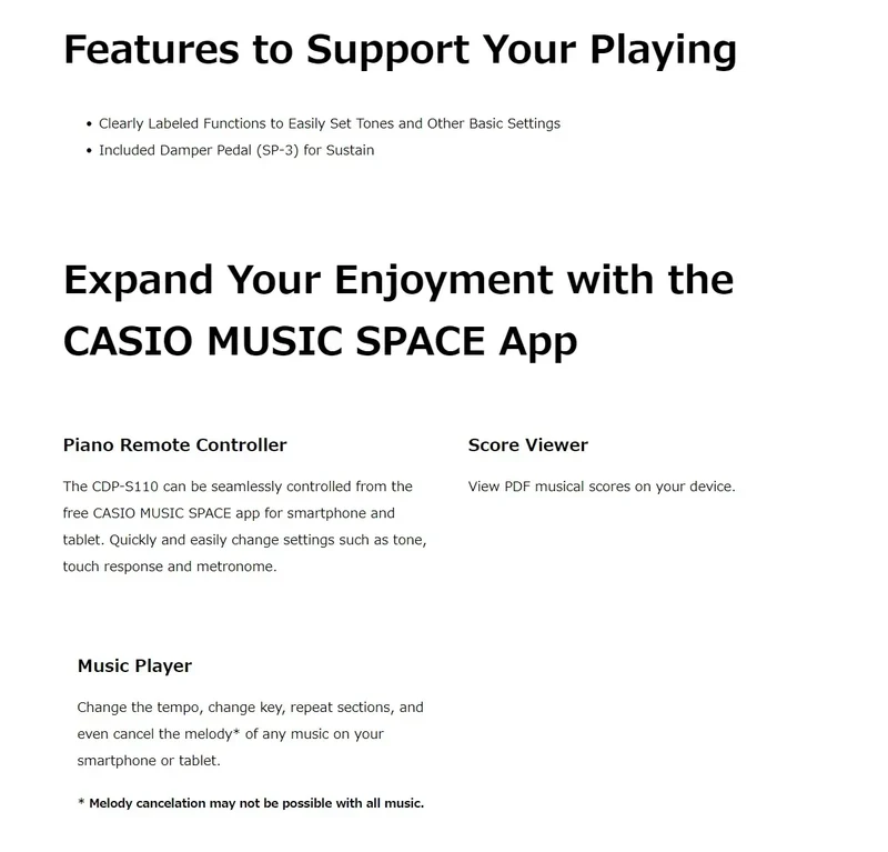 CASIO CDP-S110 Portable Digital Piano, 88-Key Scaled Hammer Action Keyboard, Bluetooth MIDI, Battery-Powered