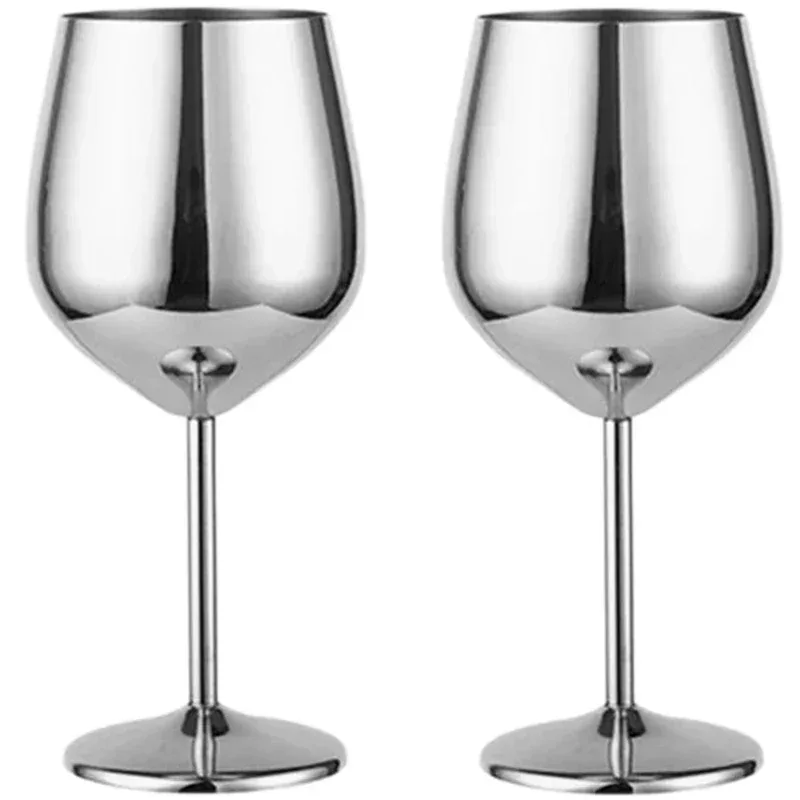 500ml Stainless Steel Wine Glass Goblet 304 Rose Gold Silver Gold Color, Durable Metal Cup for Red Wine Champagne Bar Party
