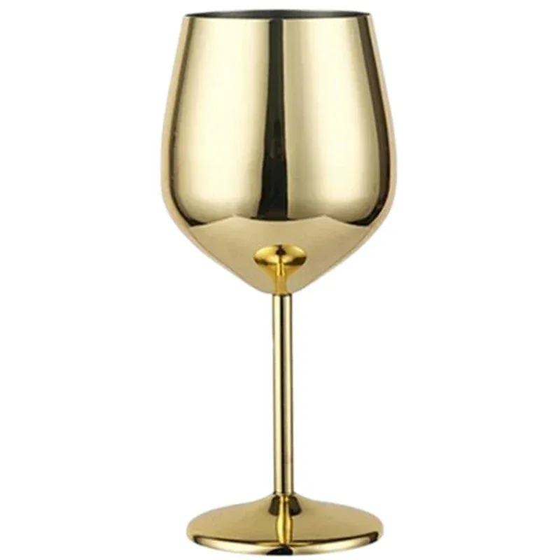 500ml Stainless Steel Wine Glass Goblet 304 Rose Gold Silver Gold Color, Durable Metal Cup for Red Wine Champagne Bar Party