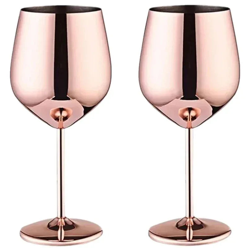 500ml Stainless Steel Wine Glass Goblet 304 Rose Gold Silver Gold Color, Durable Metal Cup for Red Wine Champagne Bar Party