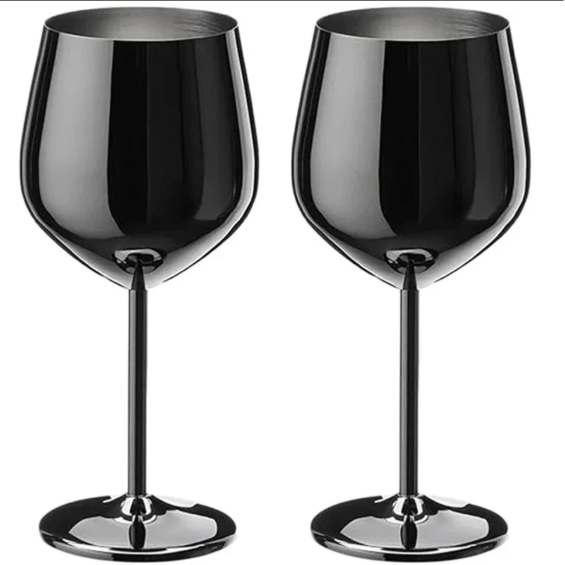 500ml Stainless Steel Wine Glass Goblet 304 Rose Gold Silver Gold Color, Durable Metal Cup for Red Wine Champagne Bar Party