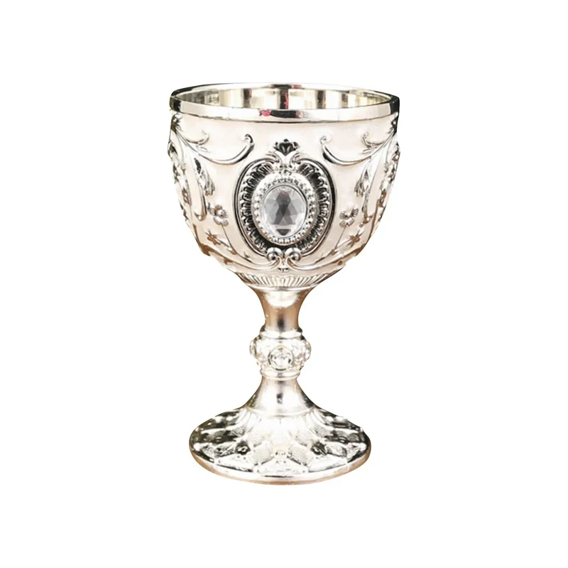 Delicate Drink Cup Retro Metal Diamond-encrusted Wine Glass European Style Whiskey Glass Anti-break Chalice Gift