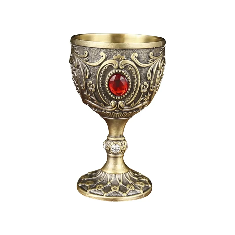 Delicate Drink Cup Retro Metal Diamond-encrusted Wine Glass European Style Whiskey Glass Anti-break Chalice Gift