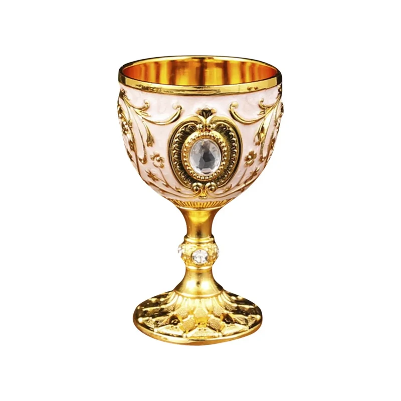 Delicate Drink Cup Retro Metal Diamond-encrusted Wine Glass European Style Whiskey Glass Anti-break Chalice Gift