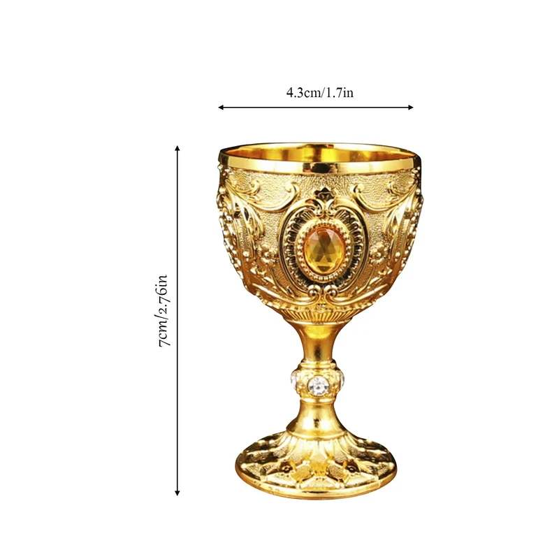 Delicate Drink Cup Retro Metal Diamond-encrusted Wine Glass European Style Whiskey Glass Anti-break Chalice Gift