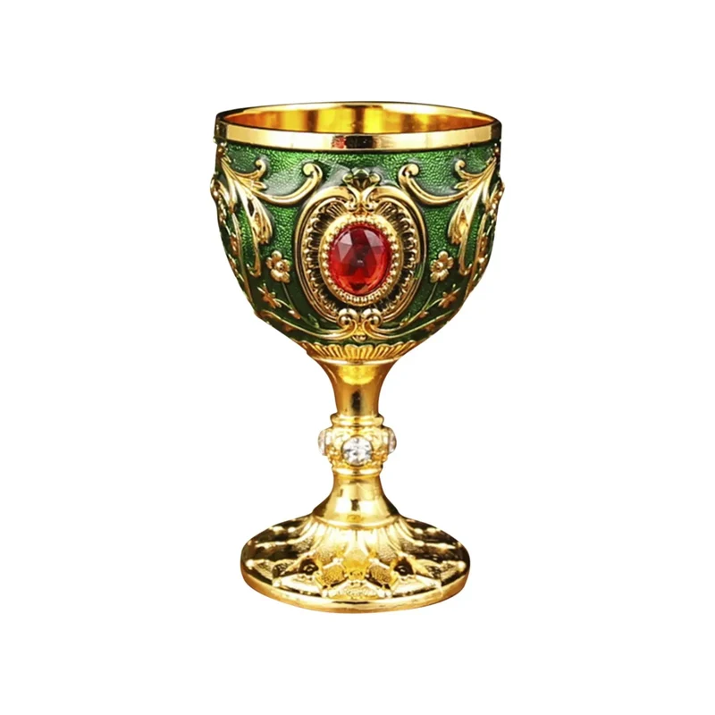 Delicate Drink Cup Retro Metal Diamond-encrusted Wine Glass European Style Whiskey Glass Anti-break Chalice Gift