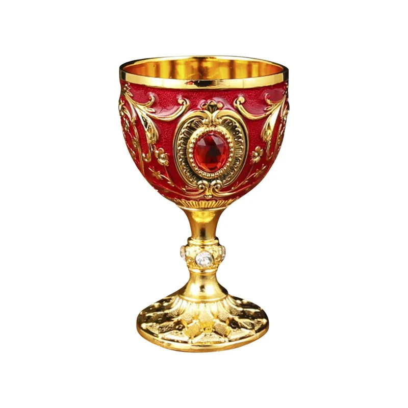 Delicate Drink Cup Retro Metal Diamond-encrusted Wine Glass European Style Whiskey Glass Anti-break Chalice Gift