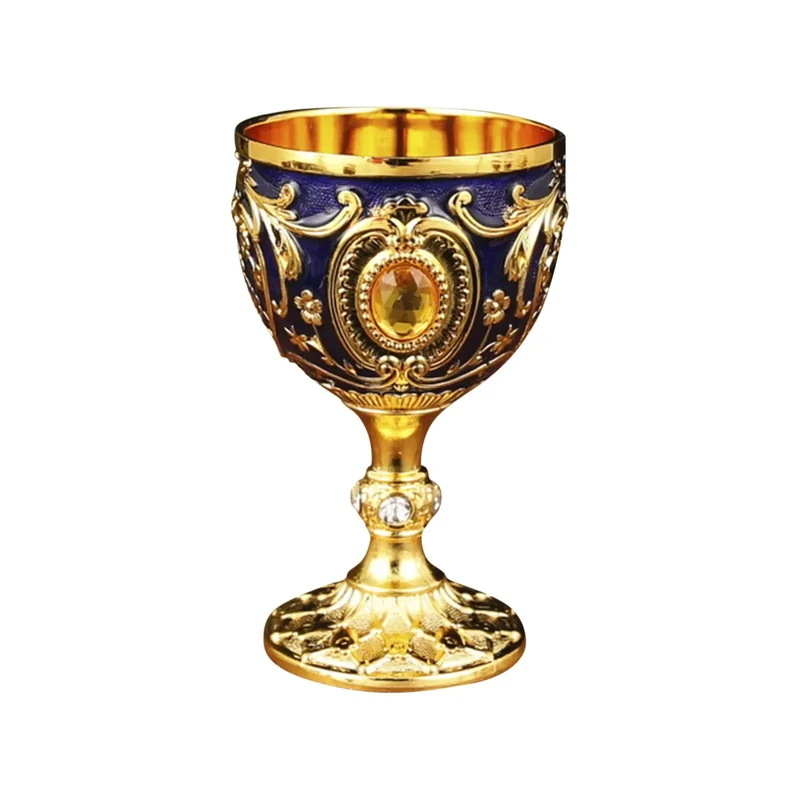 Delicate Drink Cup Retro Metal Diamond-encrusted Wine Glass European Style Whiskey Glass Anti-break Chalice Gift