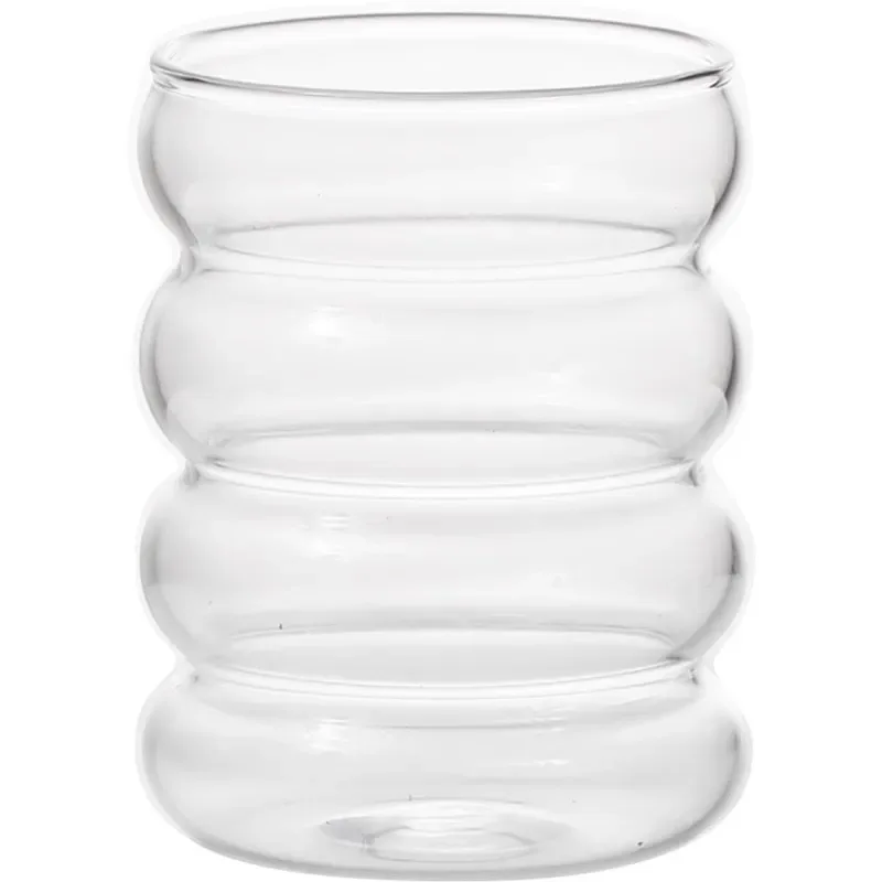 Glass Cup Household Corrugated Glass Cup Coffee Milk Cup Transparent Glasses Ice Juice Mug Tea Cup Drinkware Retro