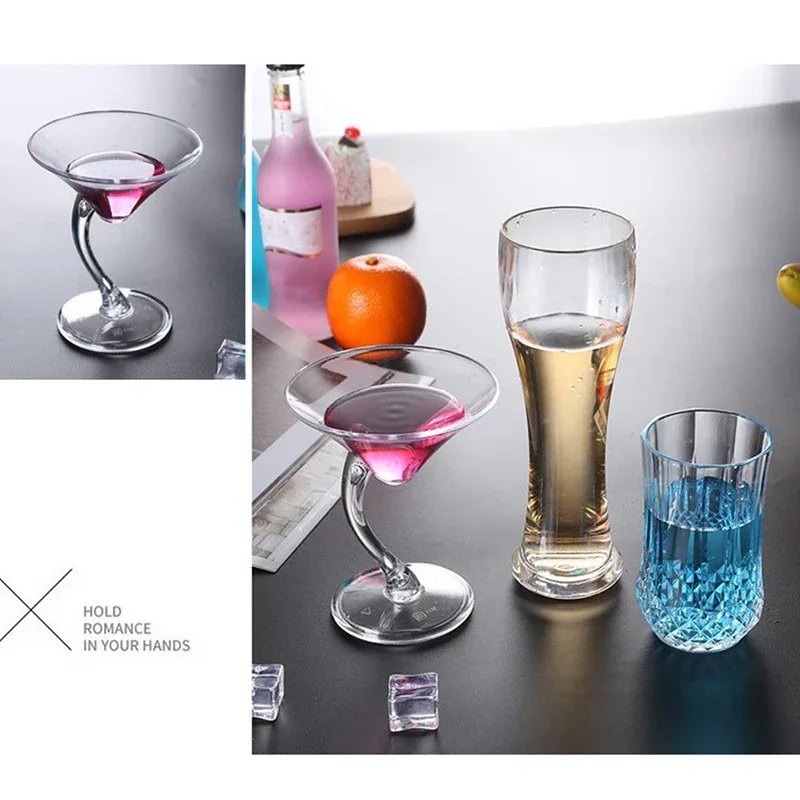Acrylic Cocktail Cup Unbreakable Wine Glass Home Wedding Party Bar Goblet Red Juice Wine Drinking Glasses Bar Tools