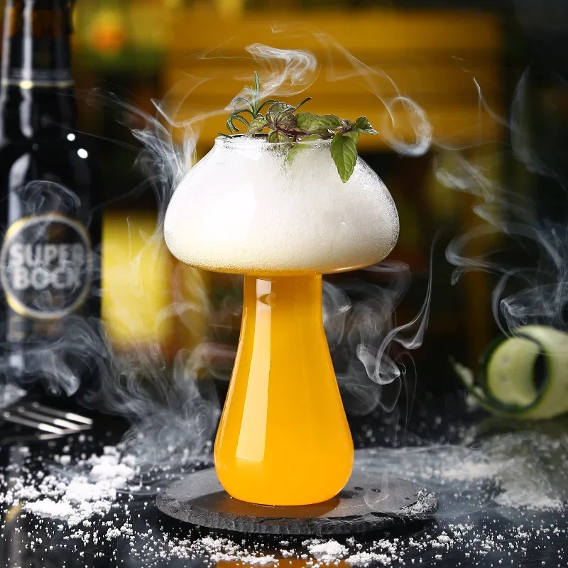 Mushroom Cocktail Glass Cup with Straw For drinks Beer Creative Clear Wine Glasses Coffee Cups Drinkware Bar Tool