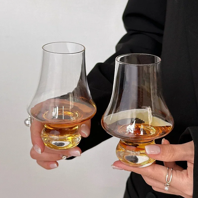 Crystal Whiskey Glass Handmade Tulip Design Big Belly Cognac Tasting Cup For Scotch Bourbon Barware Home Bar Gift Set