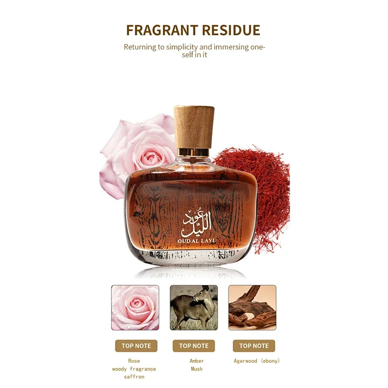 Arabic Sandalwood Perfume Classic Agarwood & Irresistible Musk Fragrance Long-lasting Elegant Charming Woody Eau De Parfum