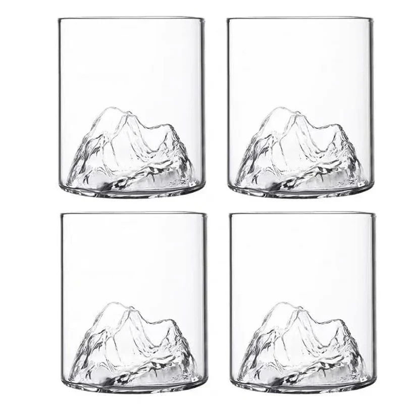5 Oz 3D Guanshan Whiskey Glass Set Transparent Crystal Cup Suitable for Drinking Whiskey Cognac Cocktail Ice Wine Glass
