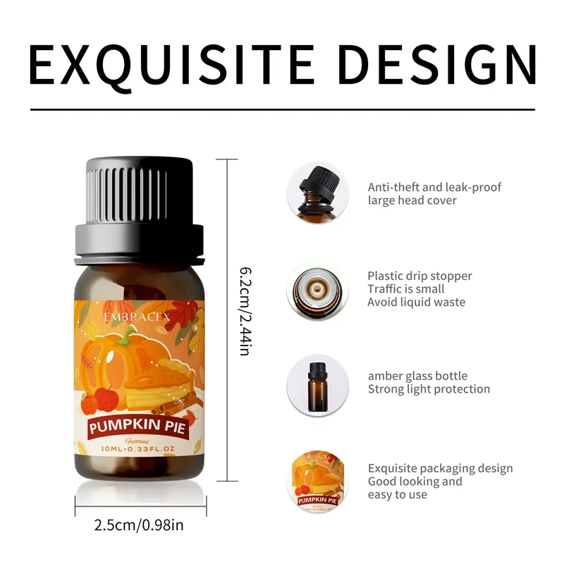 10ml Pumpkin pie Fragrance Perfume Essential Oils Refreshing Car Aromatherapy Cafe Parfum For Aroma Diffusers Perfume Oil