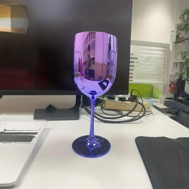 4pcs 480ml Plating Electroplated Shiny 16Oz Plastic Red Wine Glasses Plastic Champagne Flutes Cup Goblet For Party Wedding