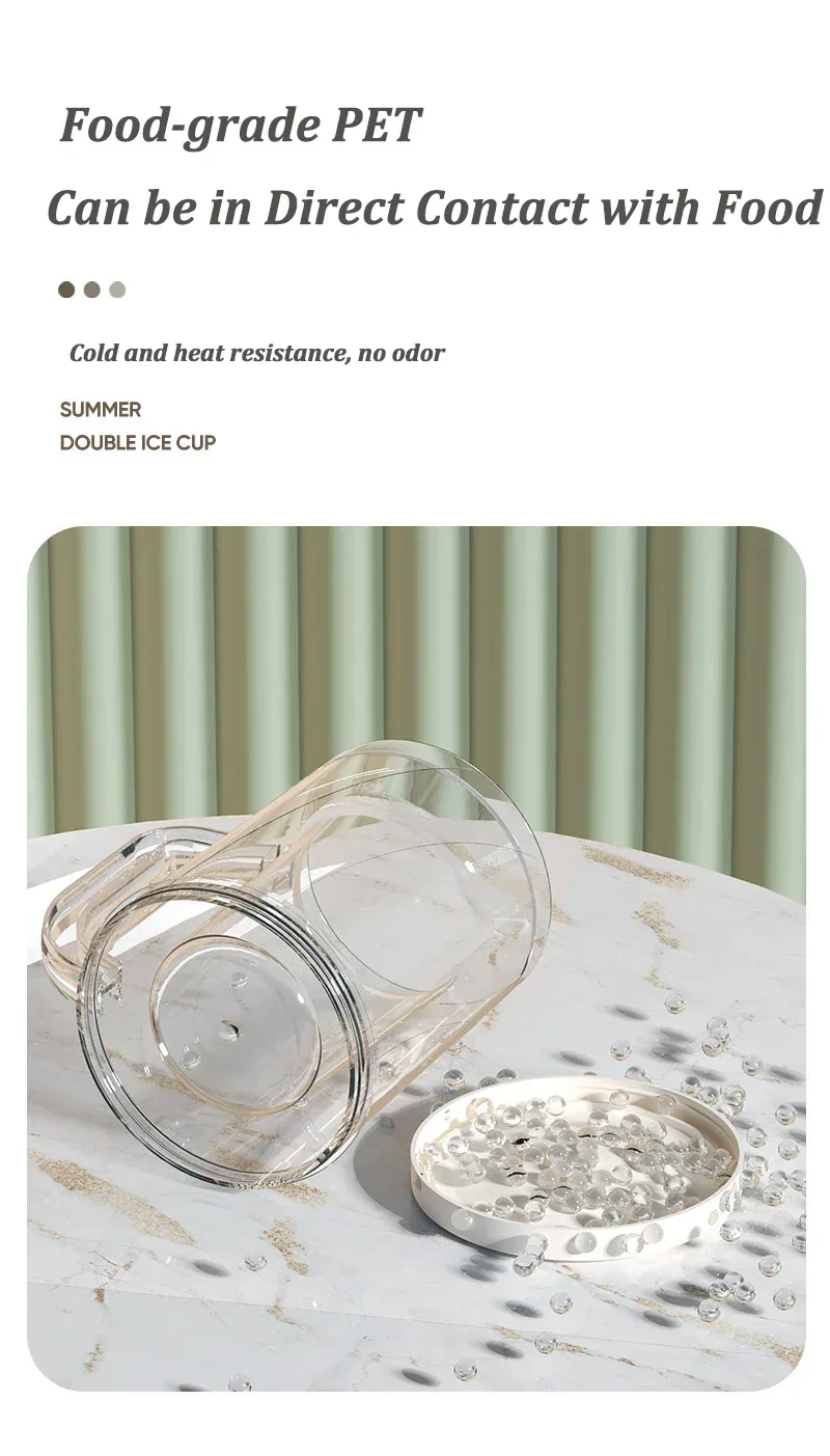 Double Wall Gel Frosty Freezer Ice Mugs Beer Mug with Handles Transparent Whiskey Glasses for Bar Outdoor Drinking Glasses