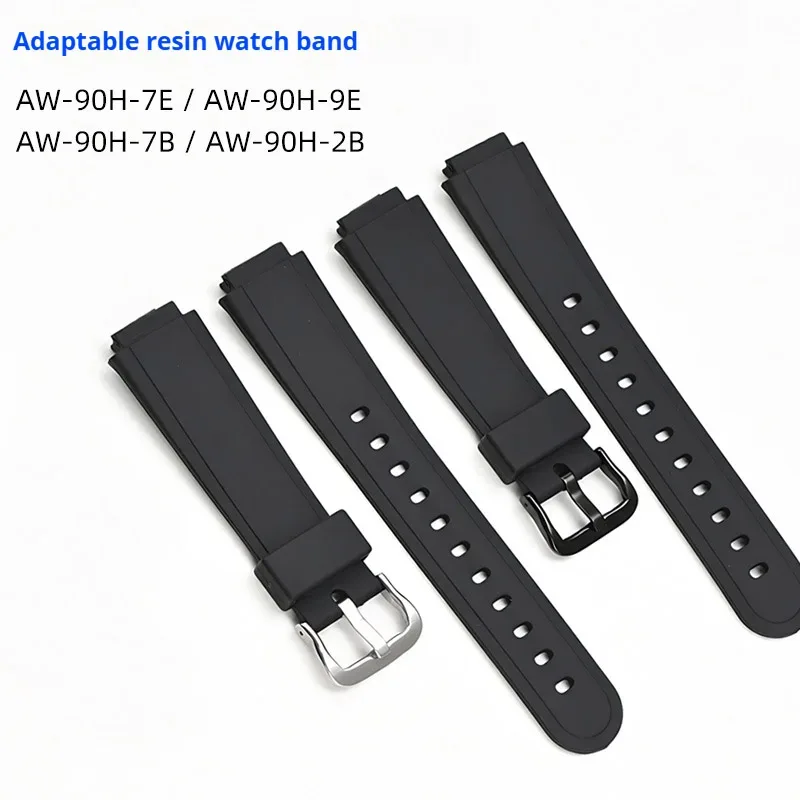 Resin Strap for Casio AW-90H Sport Waterproof Stainless Steel Buckle Men's Rubber Replace Band Bracelet Watch Accessories