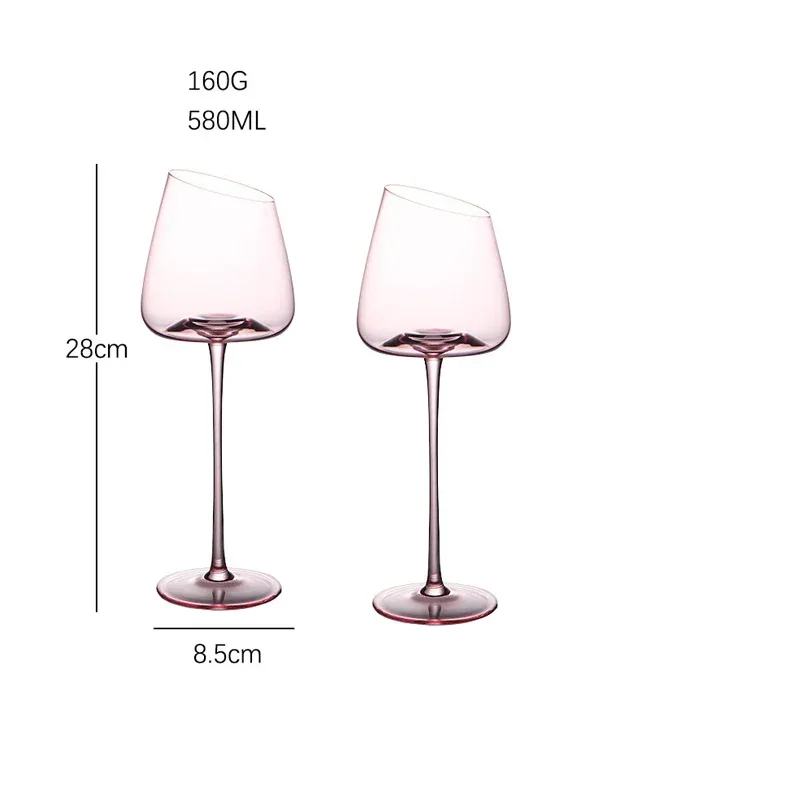 French Pink Flamingo Red Wine Glasses Set Crystal Glass Goblet Creative Inclined Mouth Concave Bottom Champagne Wine Cup Blue