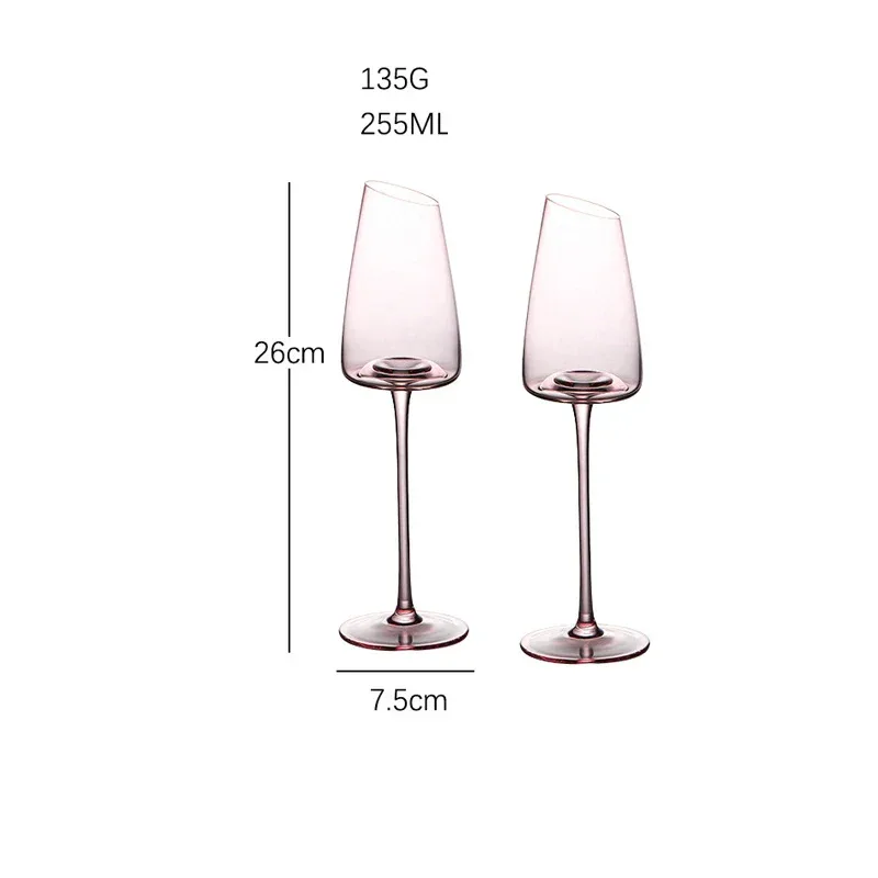 French Pink Flamingo Red Wine Glasses Set Crystal Glass Goblet Creative Inclined Mouth Concave Bottom Champagne Wine Cup Blue