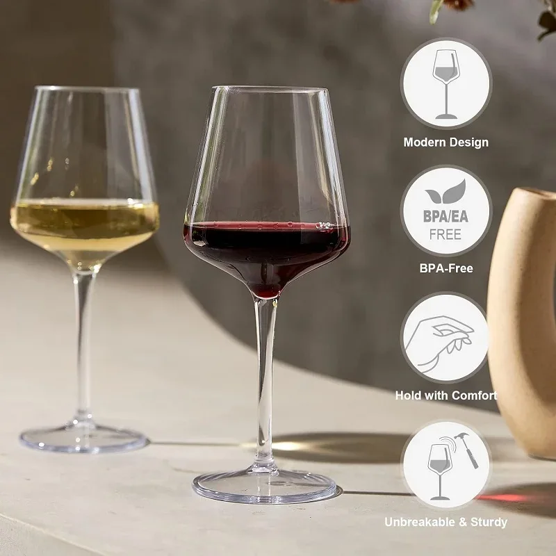 MICHLEY 2/4/6PCS Set Unbreakable Plastic Wine Glass High Quality Goblet Transparent Tritan Plastic Wine Juice Drink Cup Party