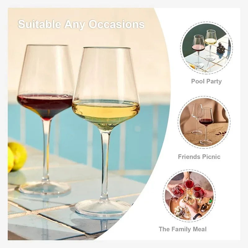 MICHLEY 2/4/6PCS Set Unbreakable Plastic Wine Glass High Quality Goblet Transparent Tritan Plastic Wine Juice Drink Cup Party