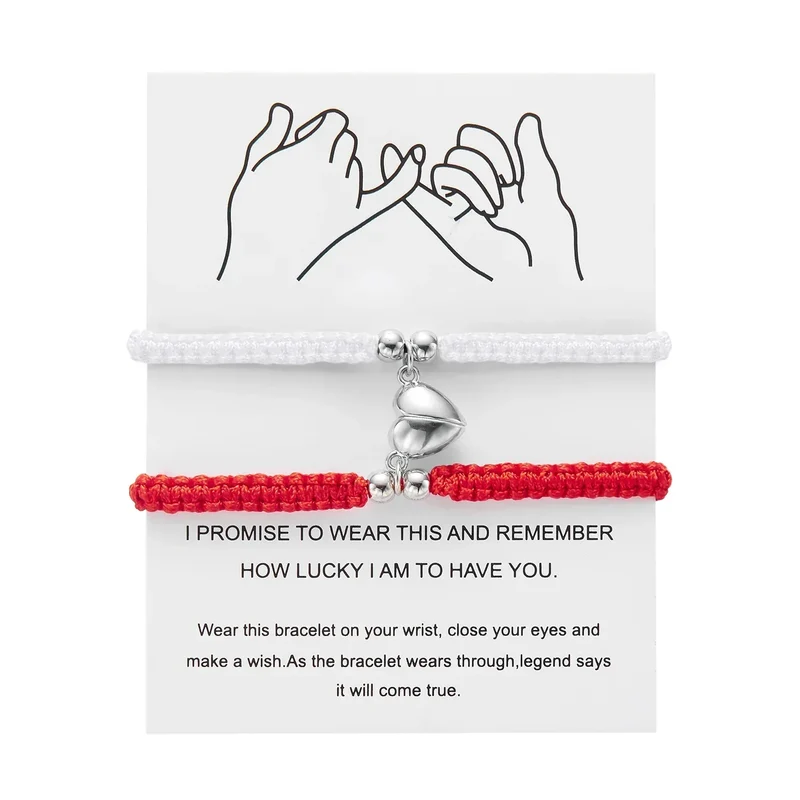 Handmade Heart Magnet Bracelet for Women Men Fashion Adjustable Braided Couple Bracelet Lovers Bestie Friendship Jewelry Sets