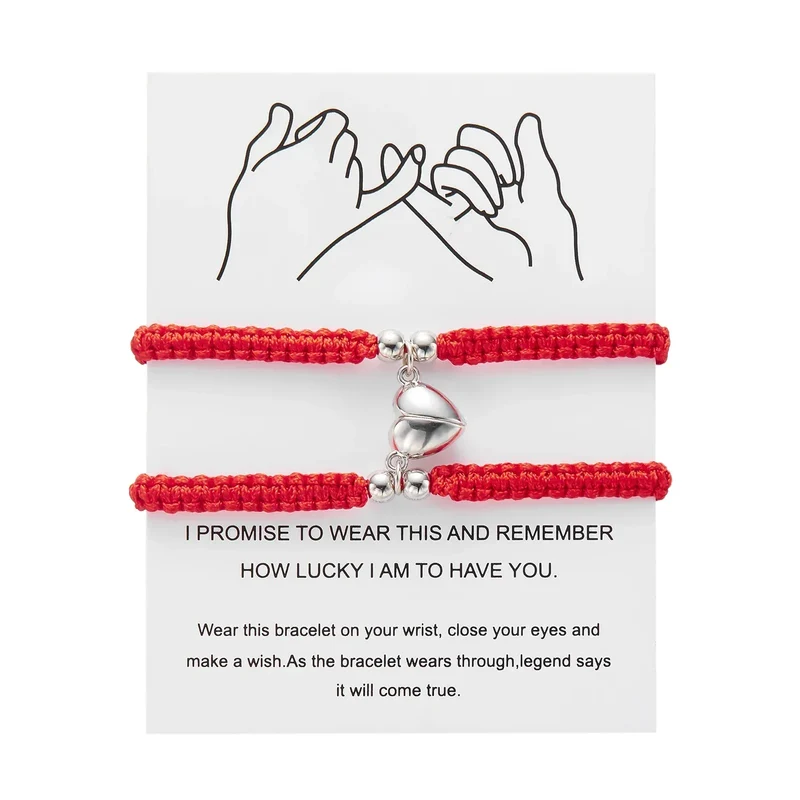 Handmade Heart Magnet Bracelet for Women Men Fashion Adjustable Braided Couple Bracelet Lovers Bestie Friendship Jewelry Sets