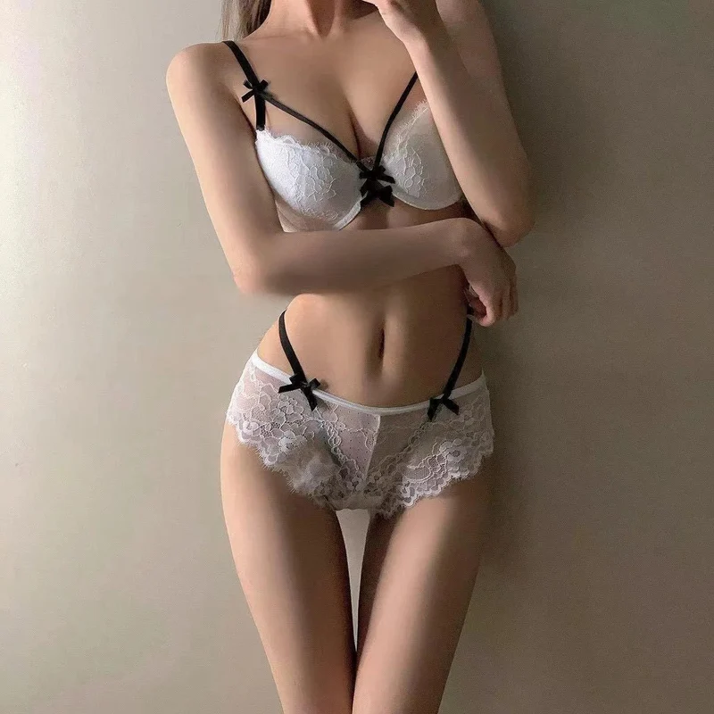 MOYISU Push Up Bra Set 32-38 AB SL French Lace Underwire Luxury Bow Bralette Allure Support Breathable Comfort Summer Flash Sale