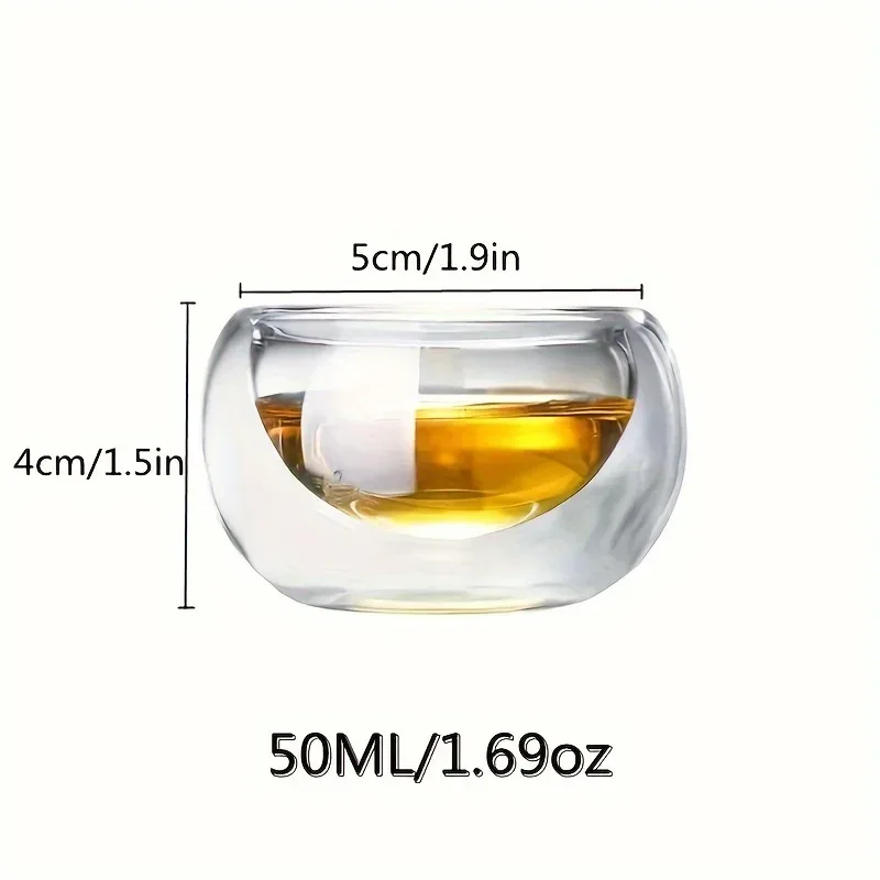4/6pcs 50ml Shot Glass Teacups Double Wall glasses Tea Cups Exquisite Kung Fu Drinkware Home Decor Espresso Vaso Heat Resistant