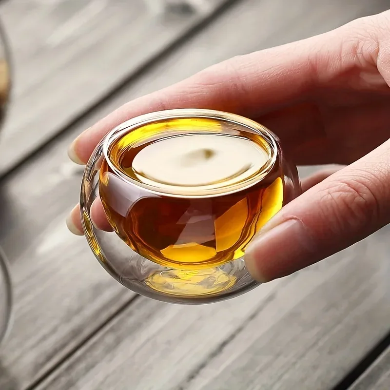 4/6pcs 50ml Shot Glass Teacups Double Wall glasses Tea Cups Exquisite Kung Fu Drinkware Home Decor Espresso Vaso Heat Resistant
