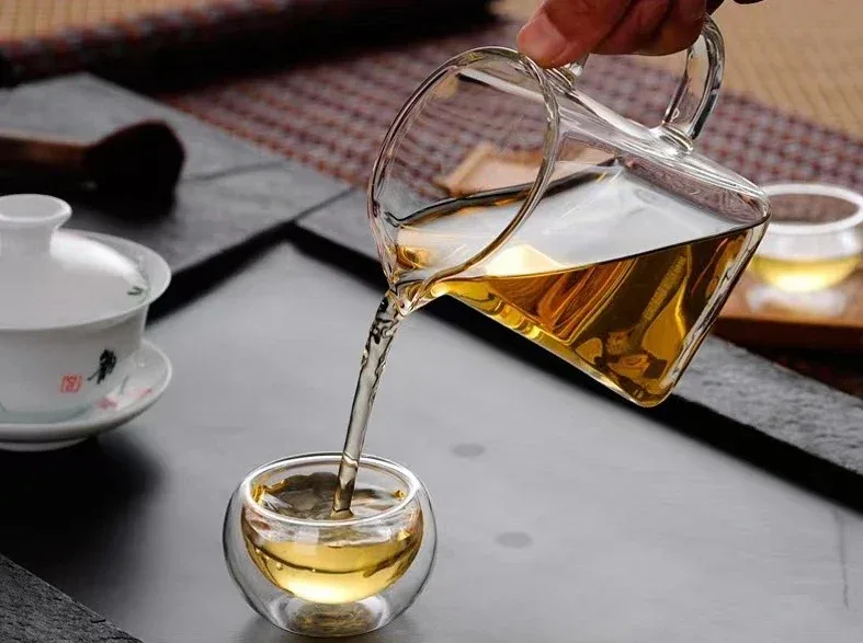 4/6pcs 50ml Shot Glass Teacups Double Wall glasses Tea Cups Exquisite Kung Fu Drinkware Home Decor Espresso Vaso Heat Resistant