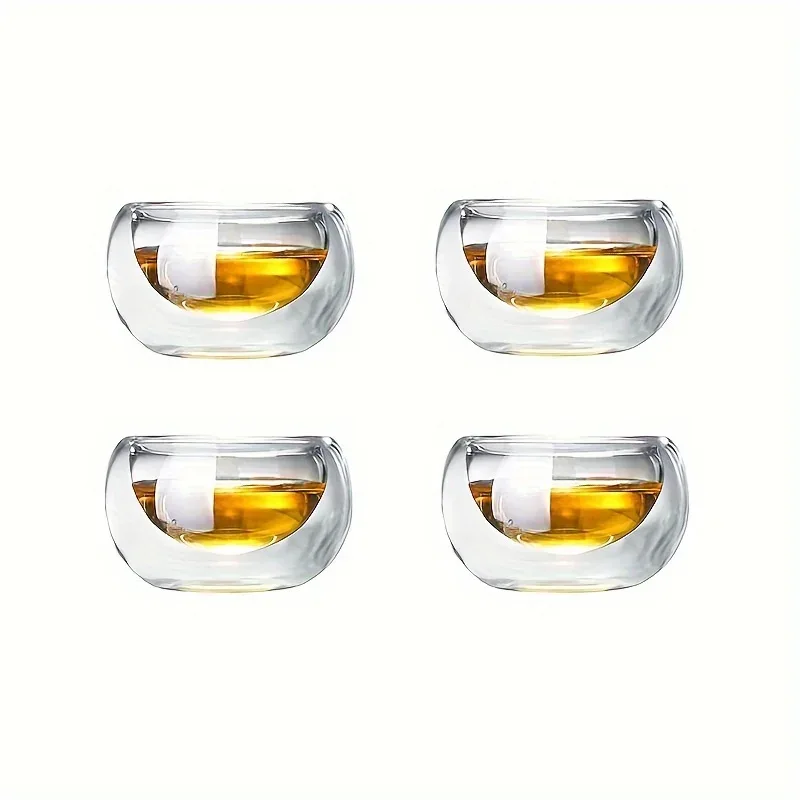 4/6pcs 50ml Shot Glass Teacups Double Wall glasses Tea Cups Exquisite Kung Fu Drinkware Home Decor Espresso Vaso Heat Resistant