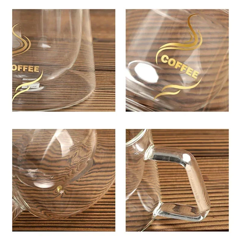 200ML Transparent Heat-resistant Espresso Cup Double Wall Glass Coffee Mug with Handle Cappuccino Latte Breakfast Tea Water Cups