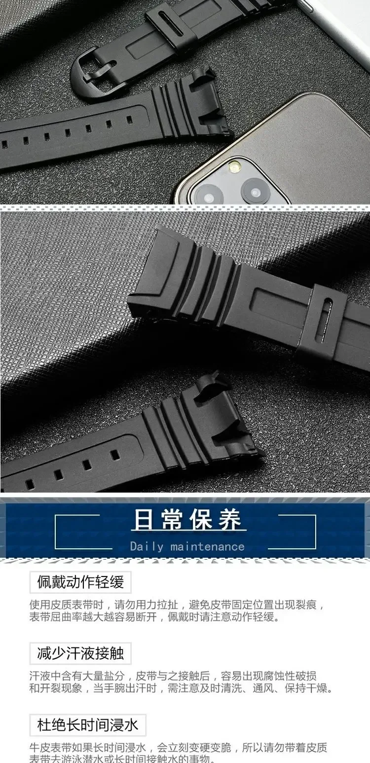 Silicone Sports Watch Band for Casio 3239 W-96H-1A W-96H-1B W-96H-2A W-96H-3A W-96H-4A2 W-96H-4A W-96H-9A Electronic Watch Strap