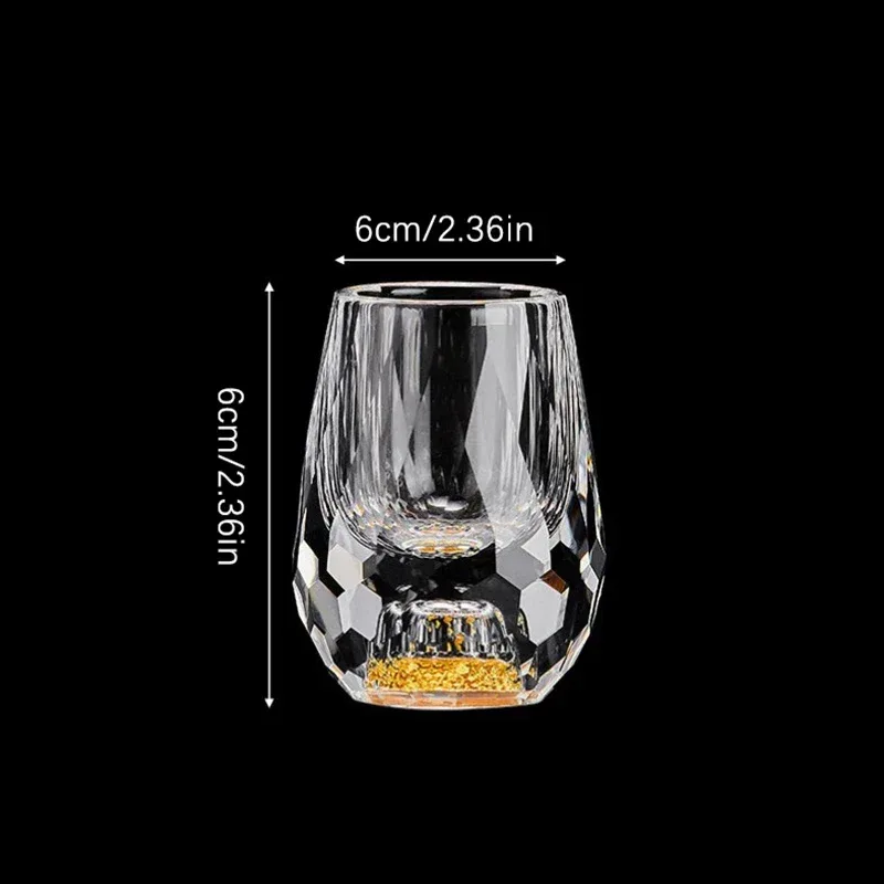 Luxury Crystal Glass Vodka Glass Sake Shochu Glass Bar Liqueur Double Bottom Gold Foil Glass Tea Cup High-end Gifts Hard Liquor