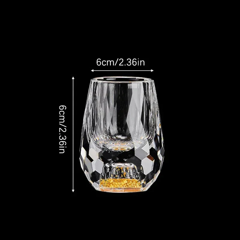 Luxury Crystal Glass Vodka Glass Sake Shochu Glass Bar Liqueur Double Bottom Gold Foil Glass Tea Cup High-end Gifts Hard Liquor