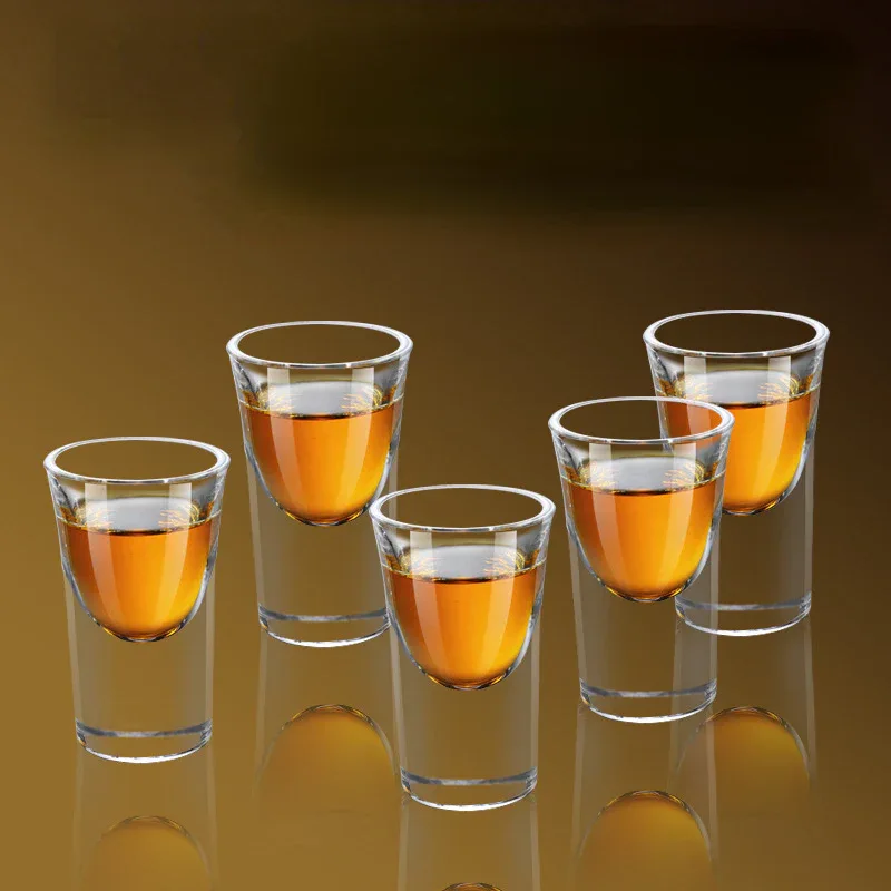 6PCs Glass Set Transparent 15ml Shot Glass Thickened Bottom Liquor Cup Bullet Cups One Mouth Small Cup Wine Drinkware Wholesale