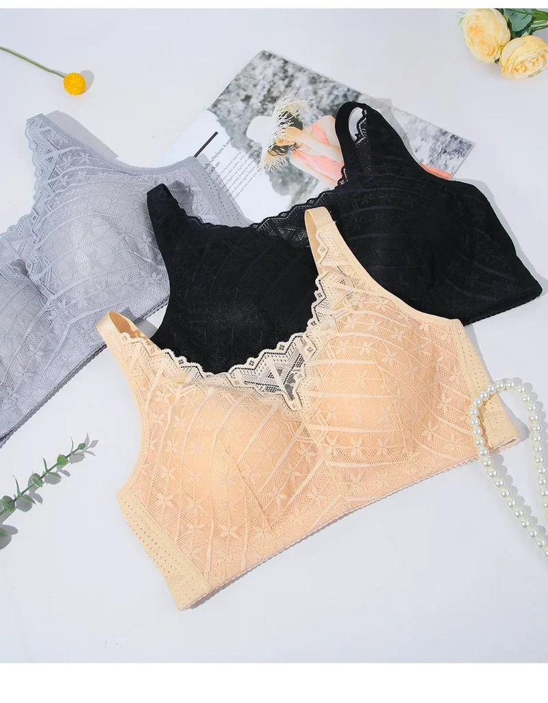 LERVANLA 2566 Strong Breathability Mastectomy Bra Women with Pocket Breast Form Pads Included Adjustable Cotton Comfort Large