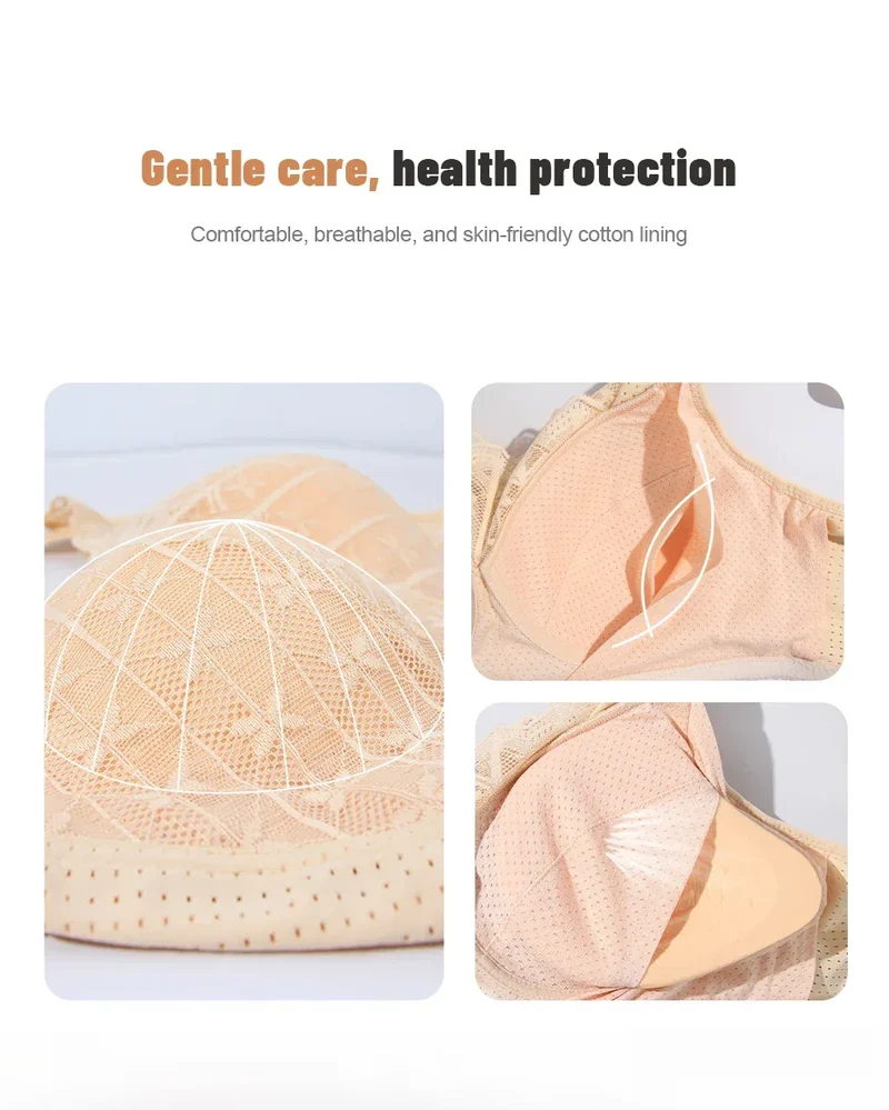 LERVANLA 2566 Strong Breathability Mastectomy Bra Women with Pocket Breast Form Pads Included Adjustable Cotton Comfort Large