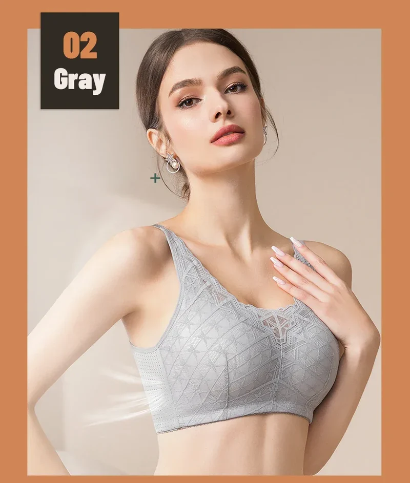 LERVANLA 2566 Strong Breathability Mastectomy Bra Women with Pocket Breast Form Pads Included Adjustable Cotton Comfort Large