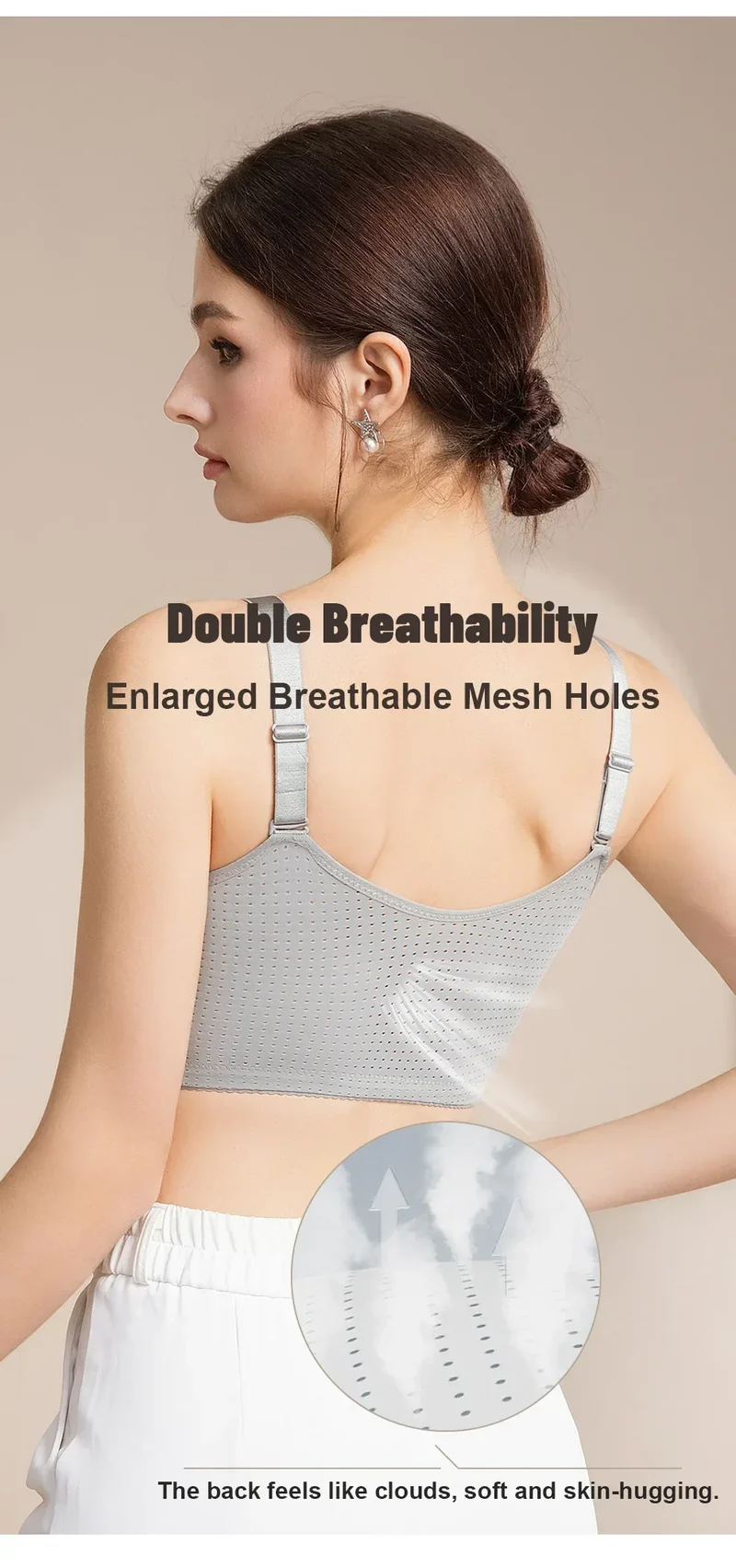 LERVANLA 2566 Strong Breathability Mastectomy Bra Women with Pocket Breast Form Pads Included Adjustable Cotton Comfort Large